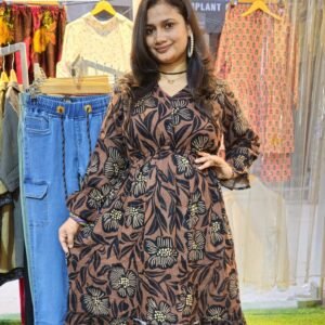 Beautiful Summer-Printed Pure Mulmul Cotton One-Piece Dress